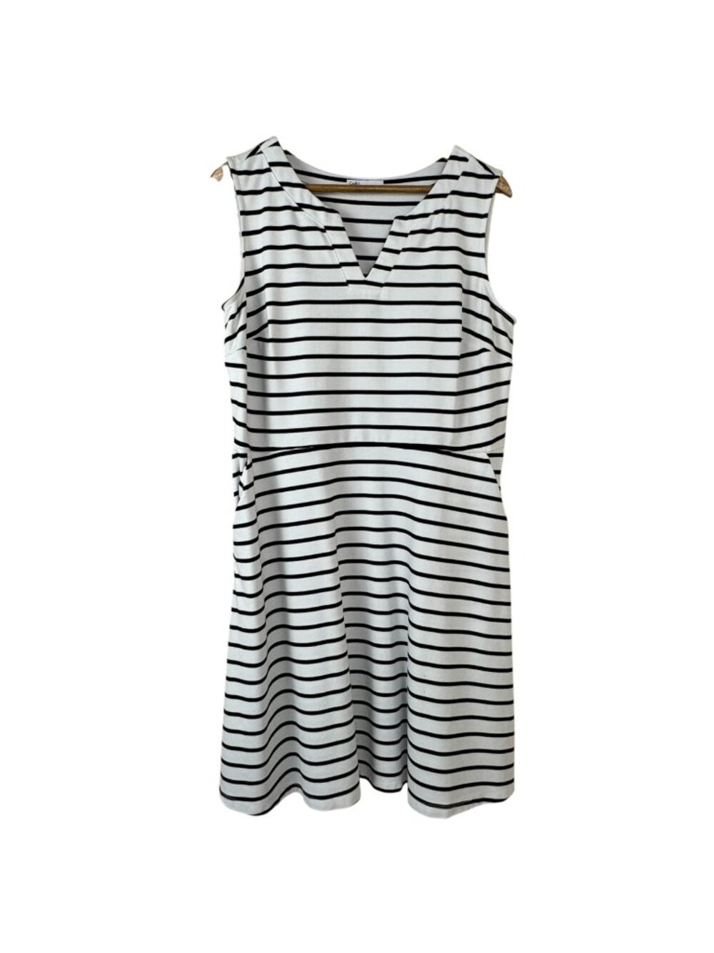 Croft & Barrow Tank Dress Size Lrg White Black Stripes Casual Summer Preppy